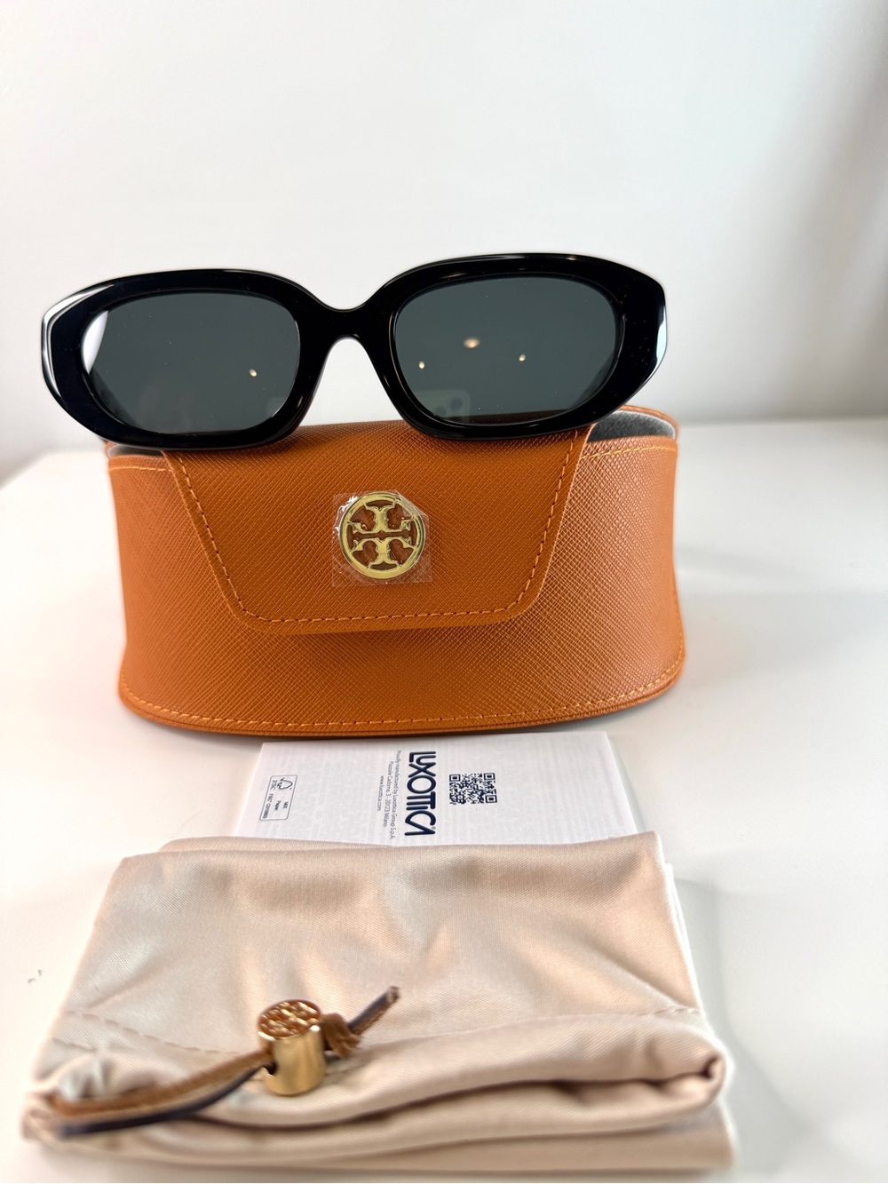 Tory Burch 52mm Irregular Sunglasses Black Grey Designer Eyewear New